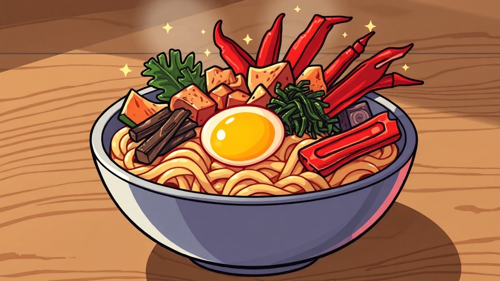 맛을 더하는 고명과 김치 (cartoon 스타일)