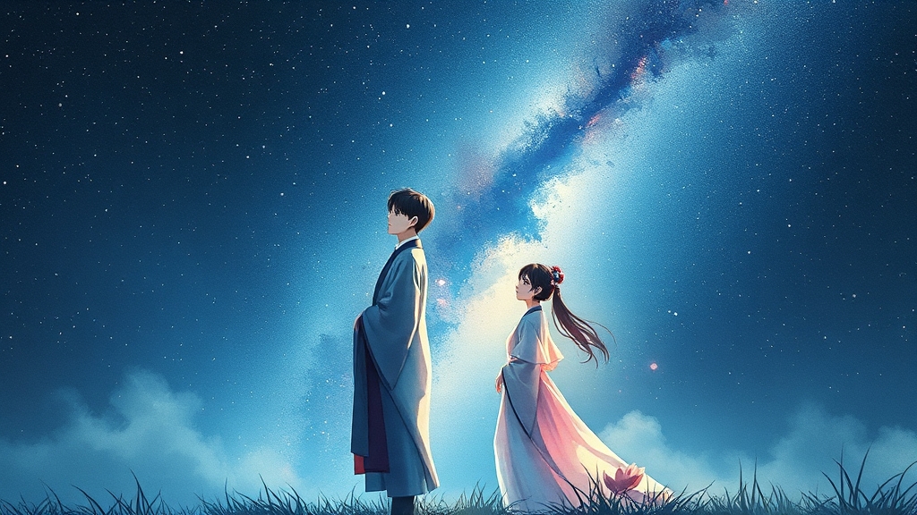 견우와 선녀 전설의 시작 (illustration 스타일)