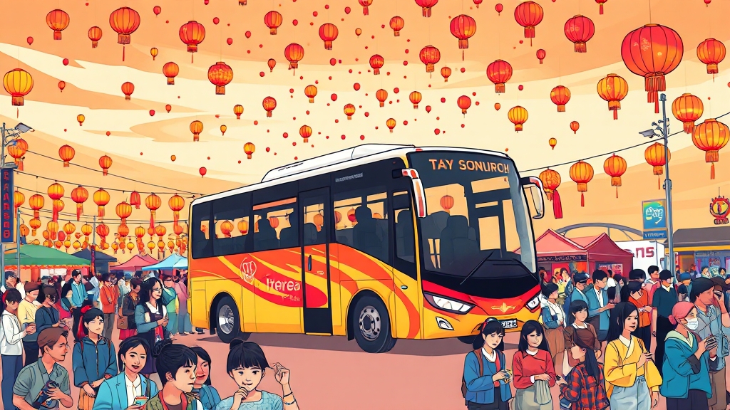 셔틀버스 및 편의 시설 안내 (illustration 스타일)