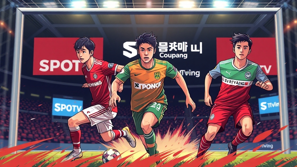 OTT 플랫폼별 스포츠 비교 (illustration 스타일)