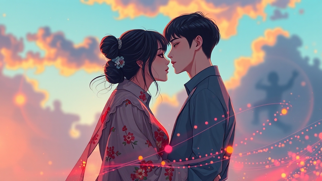 사랑과 갈등, 운명에 맞서는 청춘들 (illustration 스타일)