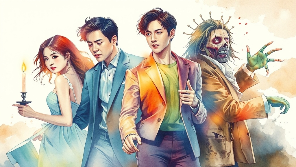 장르별 추천 드라마 (watercolor 스타일)