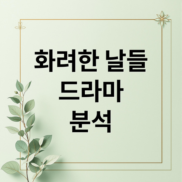 화려한 날들: 줄거리, 등장인물, 시청률 완벽 분석 1