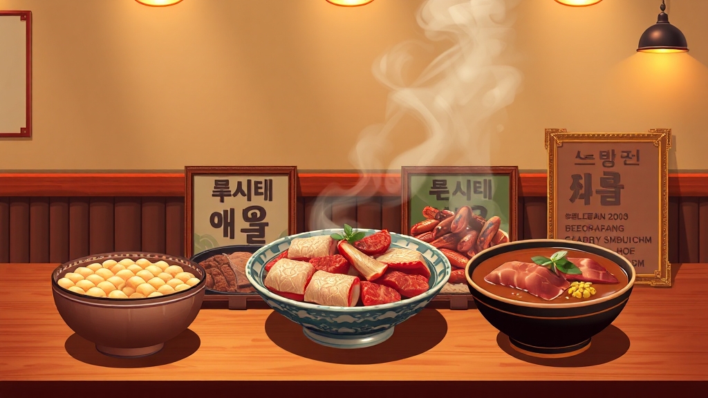 맛집 후기 & 추천 메뉴 (illustration 스타일)