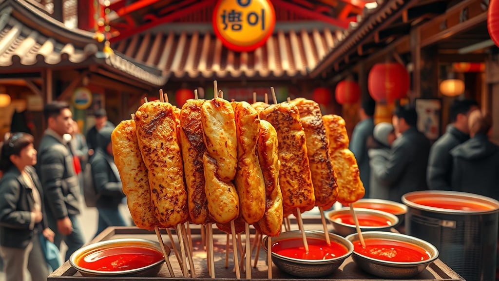 수원 남문 매운 오뎅 위치 정보 (realistic 스타일)