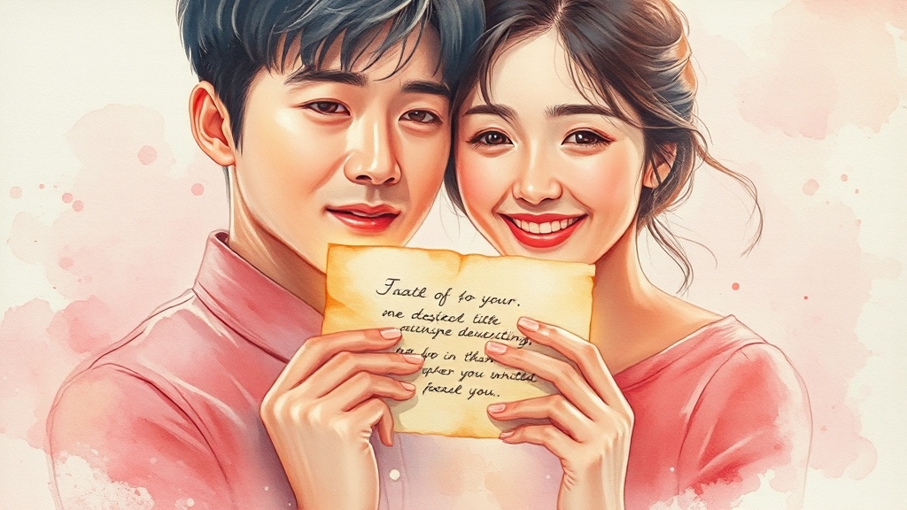 천명훈의 고백: 설렘과 솔직한 반응 (watercolor 스타일)