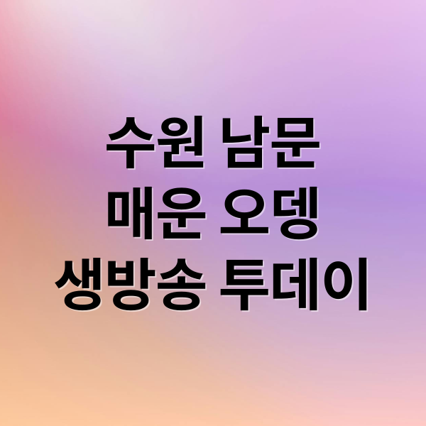 생방송 투데이 맛집: 수원 남문 매운 오뎅, 떡볶이, 튀김까지! 2