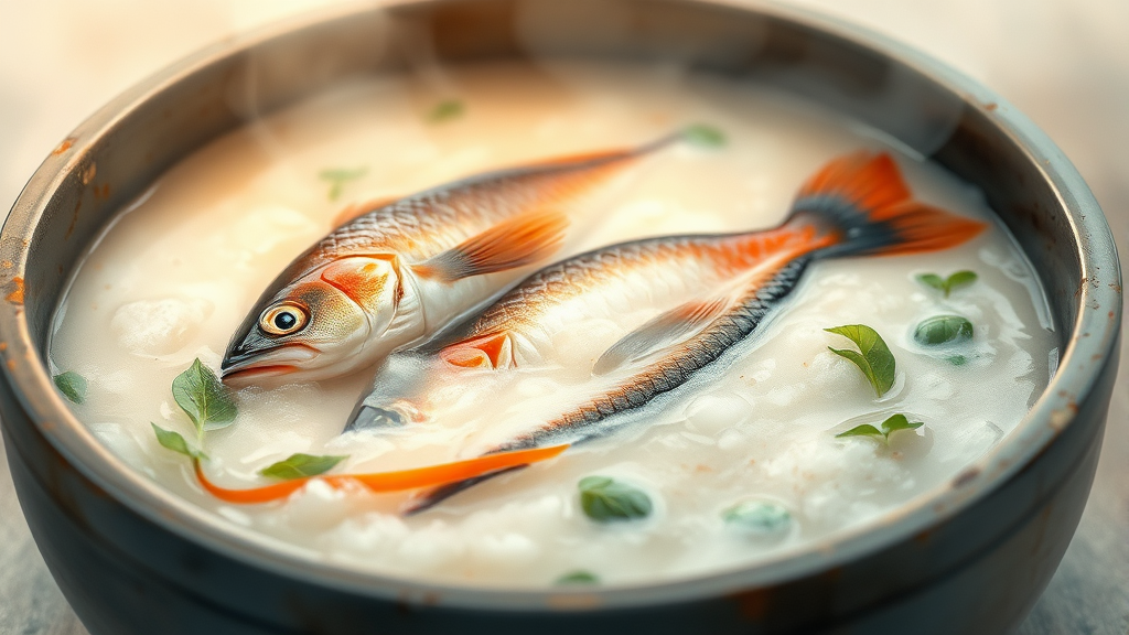 대표 메뉴 상세 분석: 어죽 & 도리뱅뱅이 (watercolor 스타일)