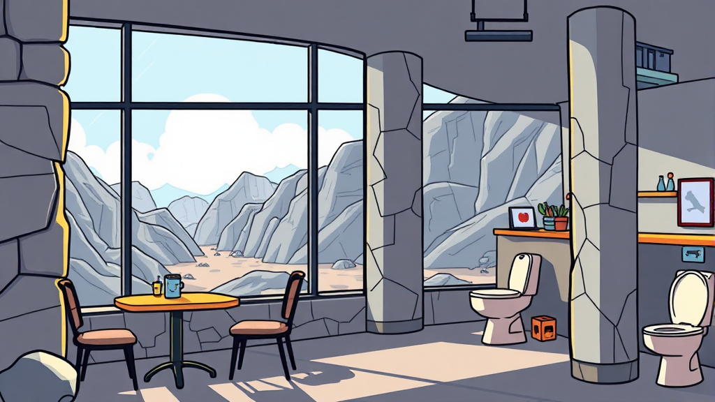 카페 내부 시설 및 분위기는? (cartoon 스타일)